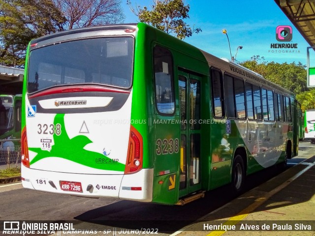 VB Transportes e Turismo 3238 na cidade de Campinas, São Paulo, Brasil, por Henrique Alves de Paula Silva. ID da foto: 10223801.