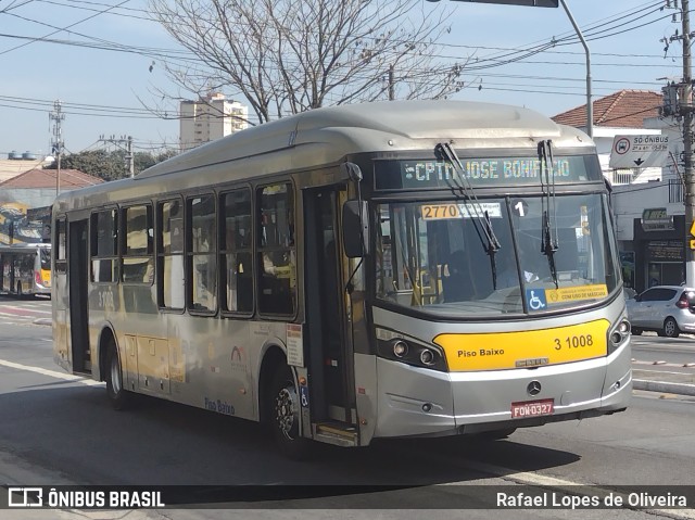 Viação Metrópole Paulista - Zona Leste 3 1008 na cidade de São Paulo, São Paulo, Brasil, por Rafael Lopes de Oliveira. Número da foto: #10225772.