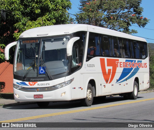 Viação Teresópolis RJ 203.074 na cidade de Teresópolis, Rio de Janeiro, Brasil, por Diego Oliveira. ID da foto: 10145419.