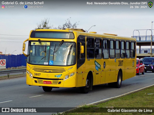Auto Ônibus Três Irmãos 3807 na cidade de Jundiaí, São Paulo, Brasil, por Gabriel Giacomin de Lima. Número da foto: #10145966.