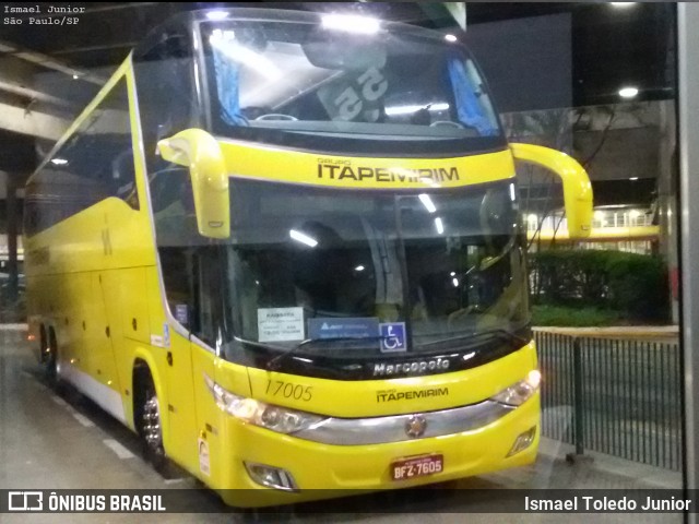 Viação Itapemirim 17005 na cidade de São Paulo, São Paulo, Brasil, por Ismael Toledo Junior. Número da foto: #10147312.