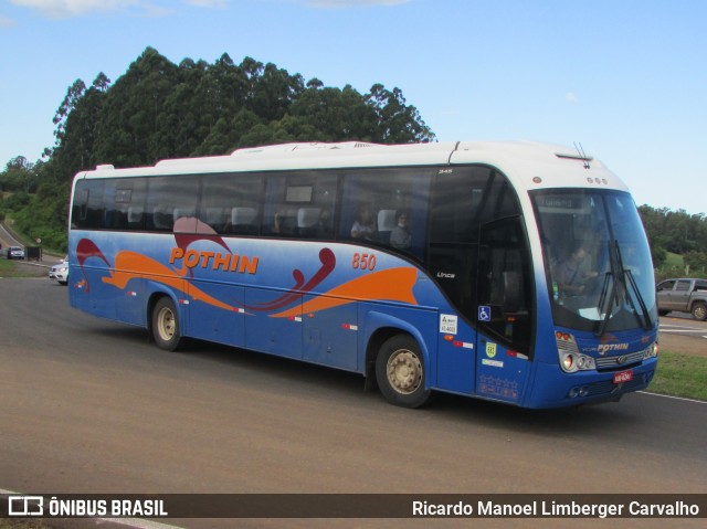 Pothin Transportes Coletivos e Turismo 850 na cidade de Rio Pardo, Rio Grande do Sul, Brasil, por Ricardo Manoel Limberger Carvalho. ID da foto: 10152242.