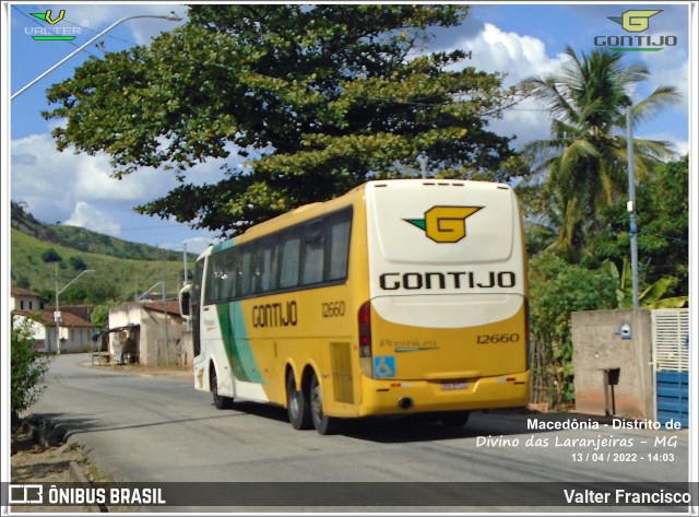 Empresa Gontijo de Transportes 12660 na cidade de Divino das Laranjeiras, Minas Gerais, Brasil, por Valter Francisco. ID da foto: 10152746.