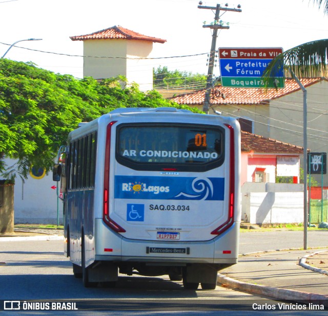 Rio Lagos Transportes SAQ.03.034 na cidade de Saquarema, Rio de Janeiro, Brasil, por Carlos Vinícios lima. Número da foto: #10150647.