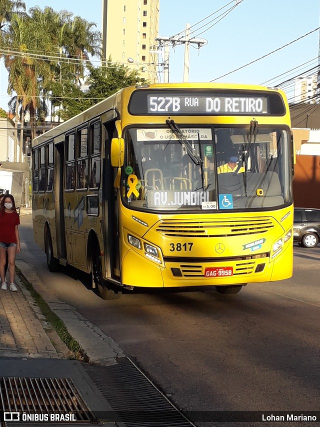 Auto Ônibus Três Irmãos 3817 na cidade de Jundiaí, São Paulo, Brasil, por Lohan Mariano. Número da foto: #10156631.
