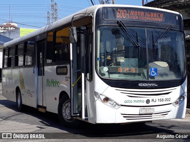 Transportes e Turismo Alto Minho RJ 168.002 na cidade de Nova Iguaçu, Rio de Janeiro, Brasil, por Augusto César. ID da foto: 10162575.