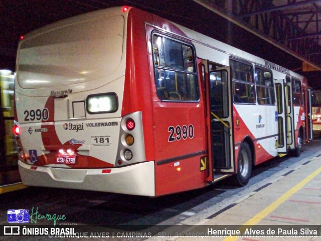 Itajaí Transportes Coletivos 2990 na cidade de Campinas, São Paulo, Brasil, por Henrique Alves de Paula Silva. ID da foto: 10237587.