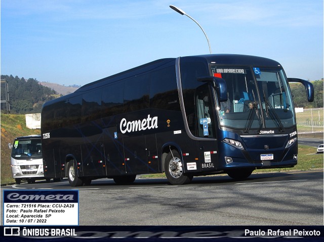 Viação Cometa 721516 na cidade de Aparecida, São Paulo, Brasil, por Paulo Rafael Peixoto. ID da foto: 10237520.