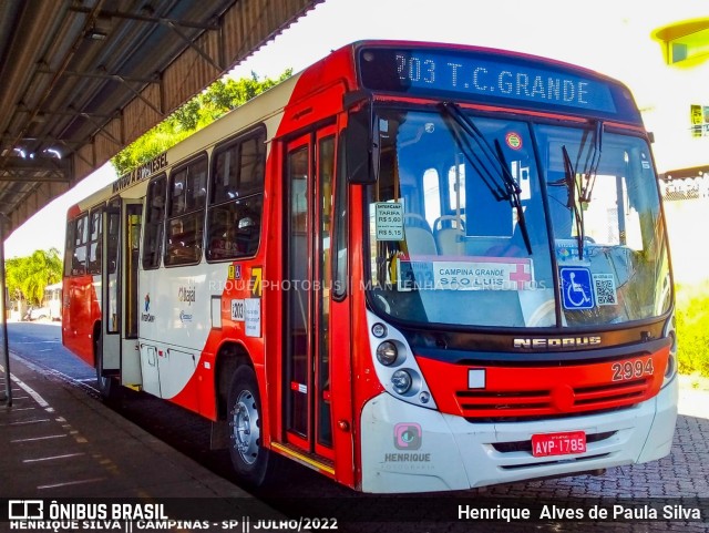 Itajaí Transportes Coletivos 2994 na cidade de Campinas, São Paulo, Brasil, por Henrique Alves de Paula Silva. ID da foto: 10237583.