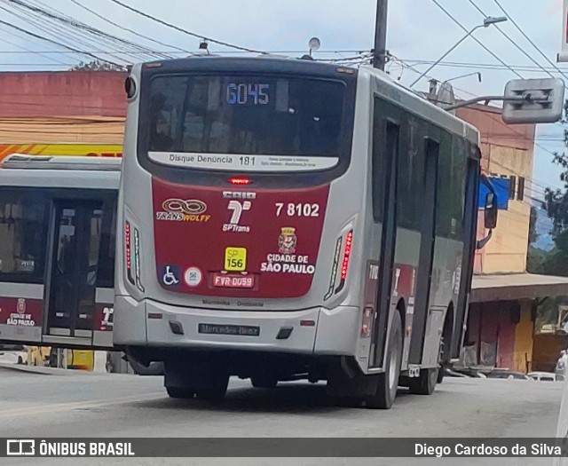 Transwolff Transportes e Turismo 7 8102 na cidade de Itapecerica da Serra, São Paulo, Brasil, por Diego Cardoso da Silva. Número da foto: #10264659.