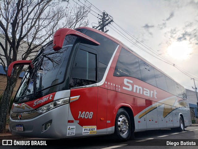 Viação Smart Transporte e Turismo 1408 na cidade de São Paulo, São Paulo, Brasil, por Diego Batista. ID da foto: 10266002.