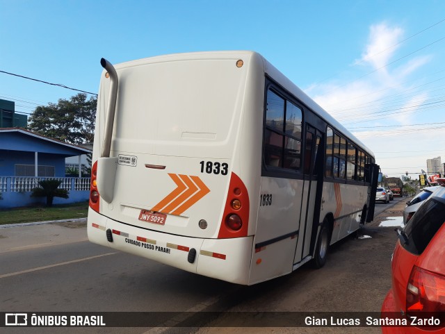 Transvida Transporte Coletivo 1833 na cidade de Ji-Paraná, Rondônia, Brasil, por Gian Lucas  Santana Zardo. Número da foto: #10268826.