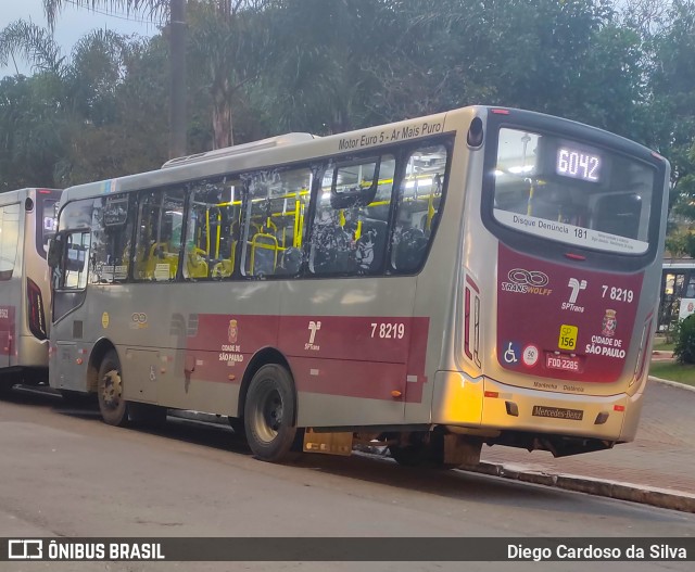 Transwolff Transportes e Turismo 7 8219 na cidade de São Paulo, São Paulo, Brasil, por Diego Cardoso da Silva. Número da foto: #10276276.