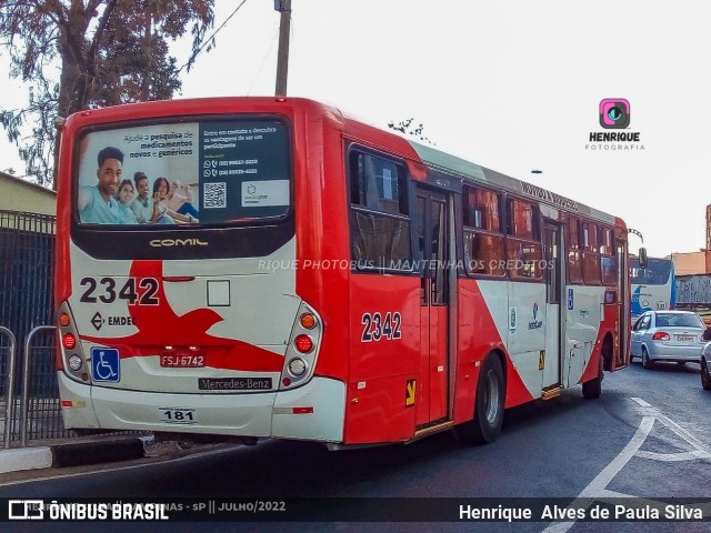Expresso CampiBus 2342 na cidade de Campinas, São Paulo, Brasil, por Henrique Alves de Paula Silva. Número da foto: #10277235.