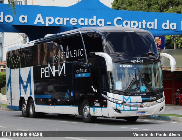 Empresa de Ônibus Nossa Senhora da Penha 59001 na cidade de Aparecida, São Paulo, Brasil, por Vicente de Paulo Alves. ID da foto: 10276873.