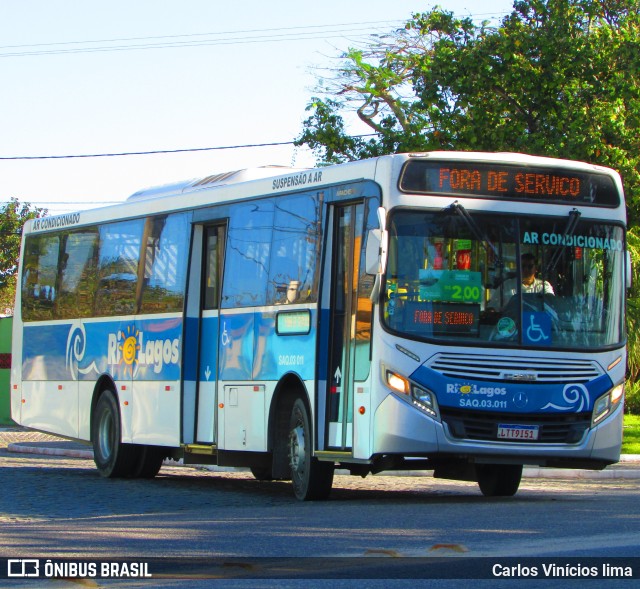Rio Lagos Transportes SAQ.03.011 na cidade de Saquarema, Rio de Janeiro, Brasil, por Carlos Vinícios lima. Número da foto: #10280936.