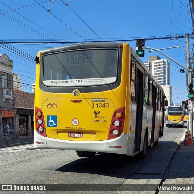 Viação Metrópole Paulista - Zona Leste 3 1343 na cidade de São Paulo, São Paulo, Brasil, por Michel Nowacki. Número da foto: #10281995.