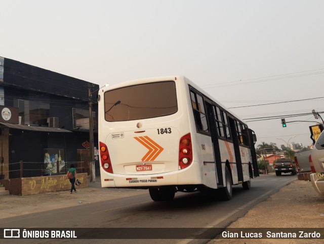 Transvida Transporte Coletivo 1843 na cidade de Ji-Paraná, Rondônia, Brasil, por Gian Lucas  Santana Zardo. ID da foto: 10281881.