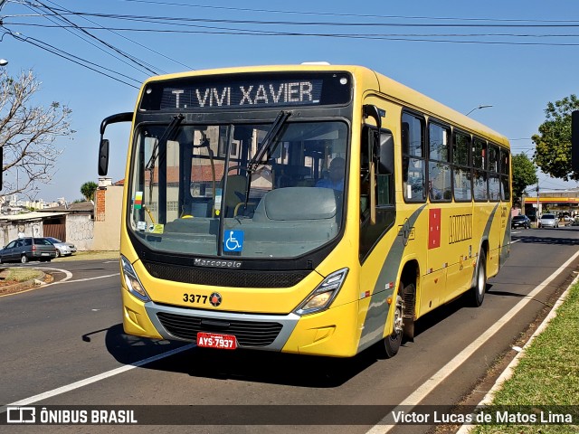 TCGL - Transportes Coletivos Grande Londrina 3377 na cidade de Londrina, Paraná, Brasil, por Victor Lucas de Matos Lima. ID da foto: 10283569.