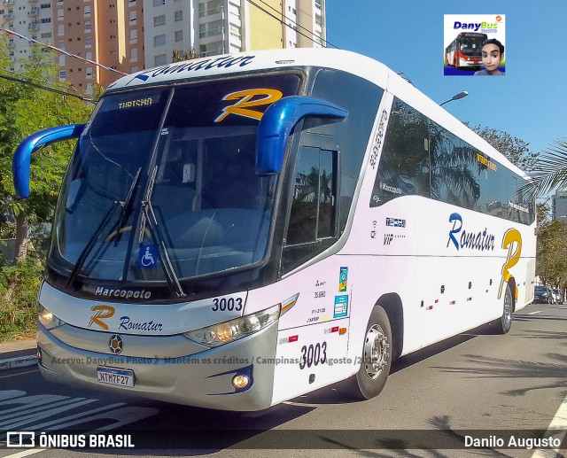 Romatur Transportadora Turística 3003 na cidade de Campinas, São Paulo, Brasil, por Danilo Augusto. ID da foto: 10284410.