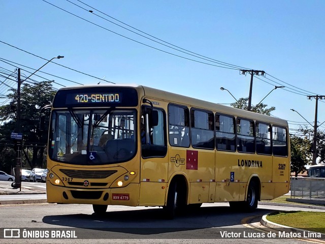 TCGL - Transportes Coletivos Grande Londrina 3367 na cidade de Londrina, Paraná, Brasil, por Victor Lucas de Matos Lima. Número da foto: #10283678.