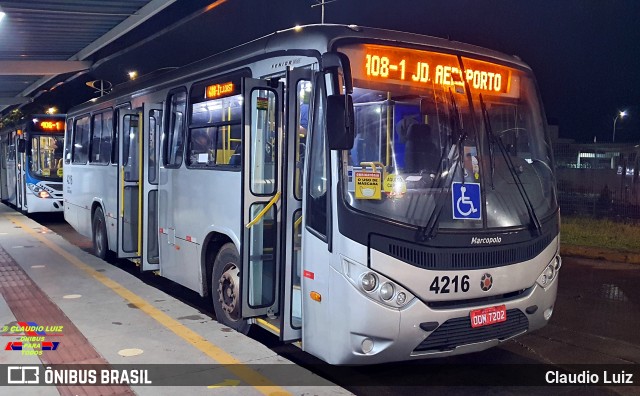 Viação Campo Grande 4216 na cidade de Campo Grande, Mato Grosso do Sul, Brasil, por Claudio Luiz. ID da foto: 10286348.