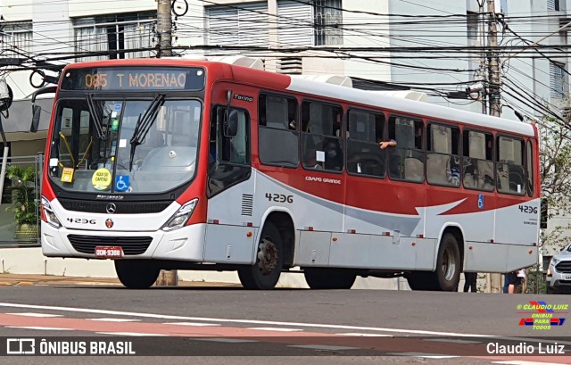 Viação Campo Grande 4236 na cidade de Campo Grande, Mato Grosso do Sul, Brasil, por Claudio Luiz. ID da foto: 10287994.