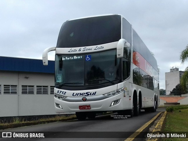 Unesul de Transportes 5712 na cidade de União da Vitória, Paraná, Brasil, por Djianinih B Mileski. ID da foto: 10290590.