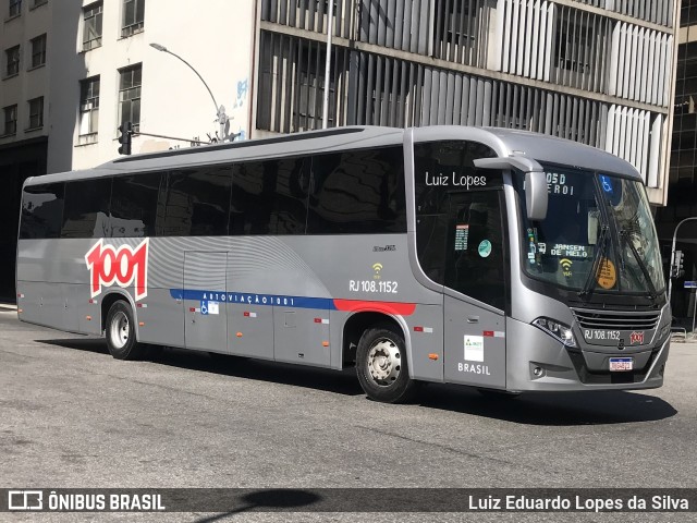 Auto Viação 1001 RJ 108.1152 na cidade de Rio de Janeiro, Rio de Janeiro, Brasil, por Luiz Eduardo Lopes da Silva. ID da foto: 10294879.