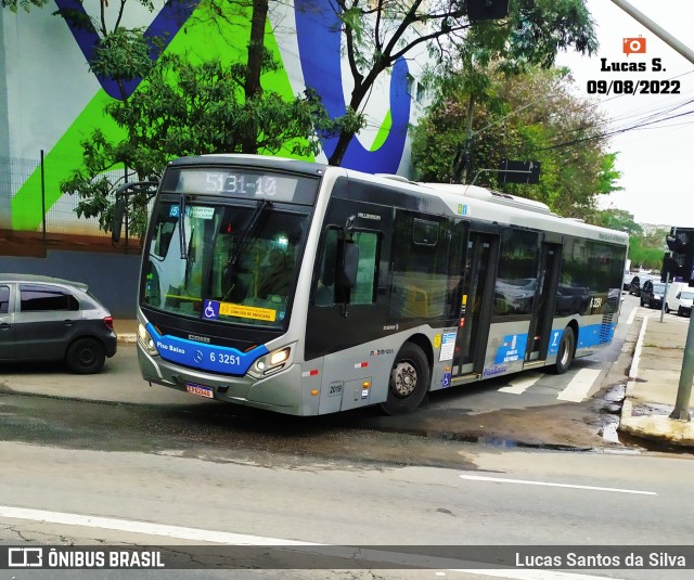 Viação Paratodos > São Jorge > Metropolitana São Paulo > Mobibrasil 6 3251 na cidade de São Paulo, São Paulo, Brasil, por Lucas Santos da Silva. Número da foto: #10298888.