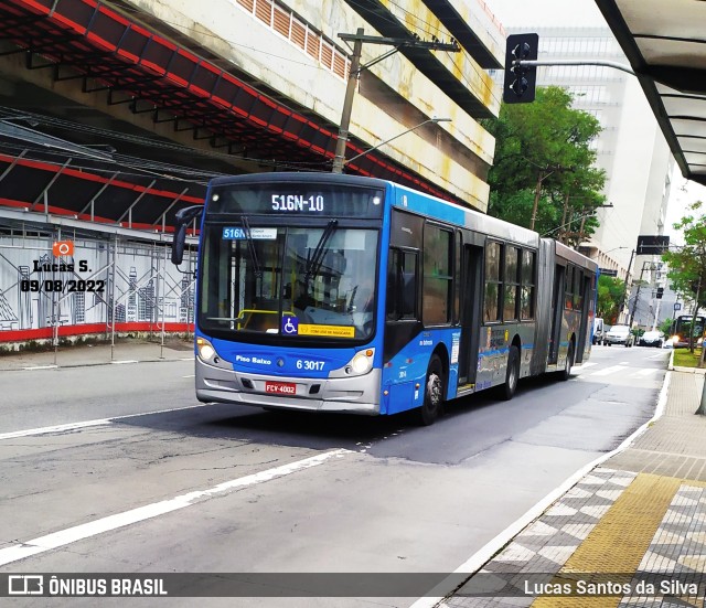 Viação Paratodos > São Jorge > Metropolitana São Paulo > Mobibrasil 6 3017 na cidade de São Paulo, São Paulo, Brasil, por Lucas Santos da Silva. Número da foto: #10298839.