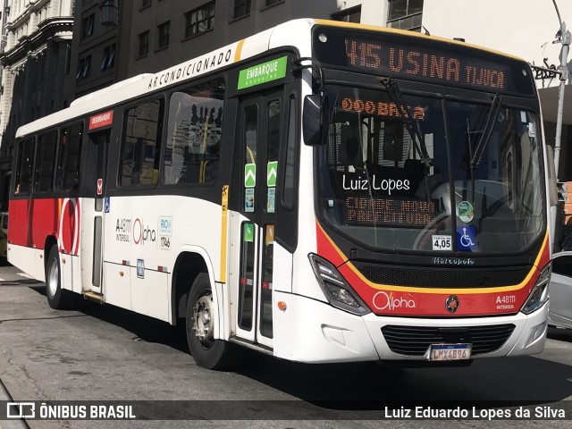 Auto Viação Alpha A48111 na cidade de Rio de Janeiro, Rio de Janeiro, Brasil, por Luiz Eduardo Lopes da Silva. ID da foto: 10300943.