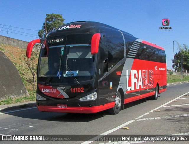 Lirabus 14102 na cidade de Campinas, São Paulo, Brasil, por Henrique Alves de Paula Silva. Número da foto: #10299731.
