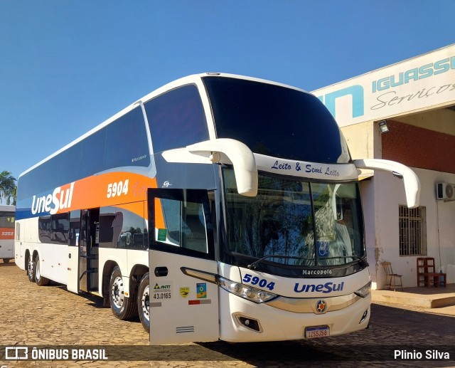 Unesul de Transportes 5904 na cidade de Foz do Iguaçu, Paraná, Brasil, por Plinio Silva. ID da foto: 10304642.