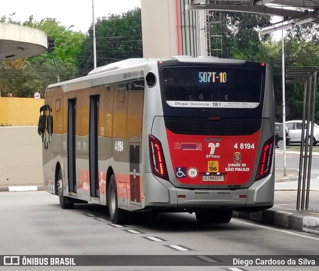 Express Transportes Urbanos Ltda 4 8194 na cidade de São Paulo, São Paulo, Brasil, por Diego Cardoso da Silva. ID da foto: 10307558.