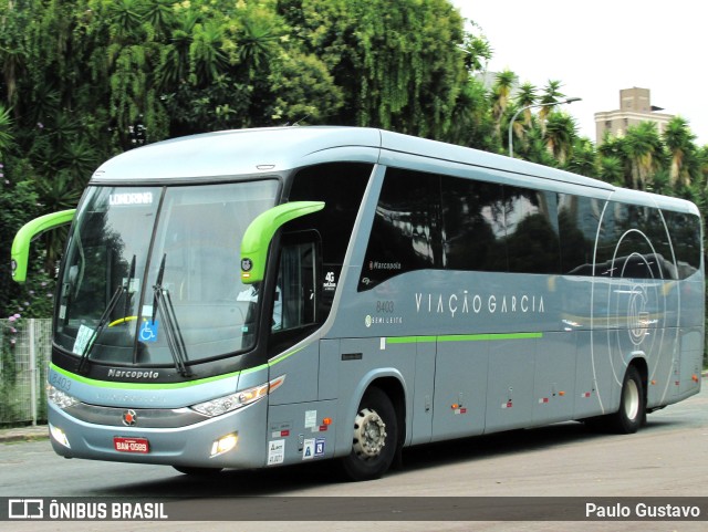 Viação Garcia 8403 na cidade de Curitiba, Paraná, Brasil, por Paulo Gustavo. ID da foto: 10307373.