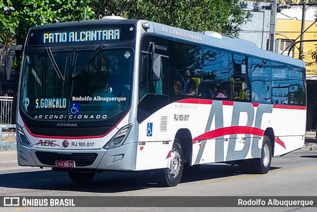 Auto Viação ABC RJ 105.017 na cidade de São Gonçalo, Rio de Janeiro, Brasil, por Rodolfo Albuquerque. ID da foto: 10307549.