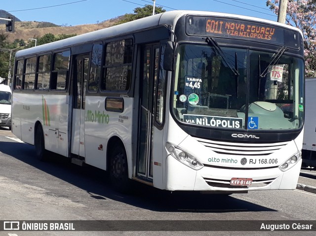 Transportes e Turismo Alto Minho RJ 168.006 na cidade de Nova Iguaçu, Rio de Janeiro, Brasil, por Augusto César. Número da foto: #10306638.