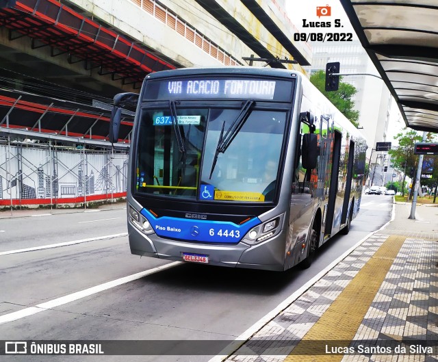 Viação Paratodos > São Jorge > Metropolitana São Paulo > Mobibrasil 6 4443 na cidade de São Paulo, São Paulo, Brasil, por Lucas Santos da Silva. Número da foto: #10312466.