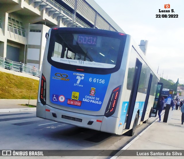 Transwolff Transportes e Turismo 6 6156 na cidade de São Paulo, São Paulo, Brasil, por Lucas Santos da Silva. Número da foto: #10321526.