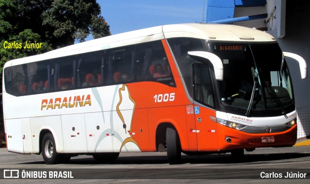 Viação Paraúna 1005 na cidade de Goiânia, Goiás, Brasil, por Carlos Júnior. ID da foto: 10323063.