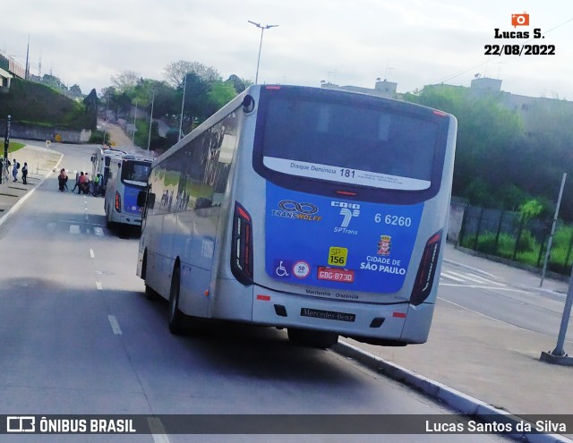 Transwolff Transportes e Turismo 6 6260 na cidade de São Paulo, São Paulo, Brasil, por Lucas Santos da Silva. Número da foto: #10325316.