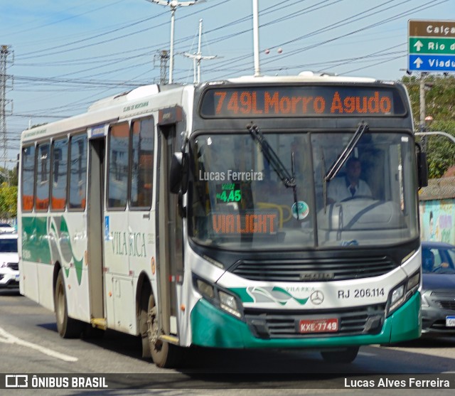 Viação Vila Rica RJ 206.114 na cidade de Nova Iguaçu, Rio de Janeiro, Brasil, por Lucas Alves Ferreira. Número da foto: #10331237.