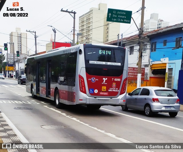 Viação Gatusa Transportes Urbanos 7 6090 na cidade de São Paulo, São Paulo, Brasil, por Lucas Santos da Silva. ID da foto: 10327878.