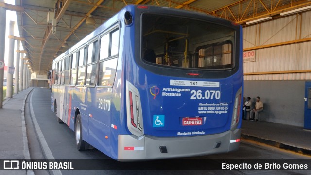 Auto Ônibus Moratense 26.070 na cidade de Francisco Morato, São Paulo, Brasil, por Espedito de Brito Gomes. ID da foto: 10328169.