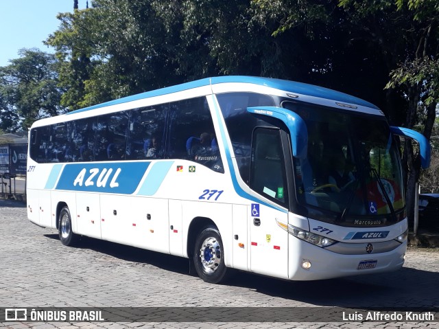 Expresso Azul 271 na cidade de Lajeado, Rio Grande do Sul, Brasil, por Luis Alfredo Knuth. ID da foto: 10333608.