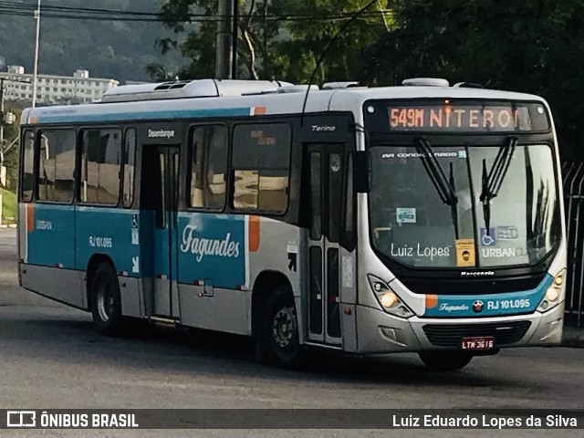 Auto Ônibus Fagundes RJ 101.095 na cidade de Niterói, Rio de Janeiro, Brasil, por Luiz Eduardo Lopes da Silva. Número da foto: #10246321.