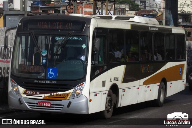 Auto Ônibus Vera Cruz RJ 104.001 na cidade de Duque de Caxias, Rio de Janeiro, Brasil, por Lucas Alvim. ID da foto: 10246143.