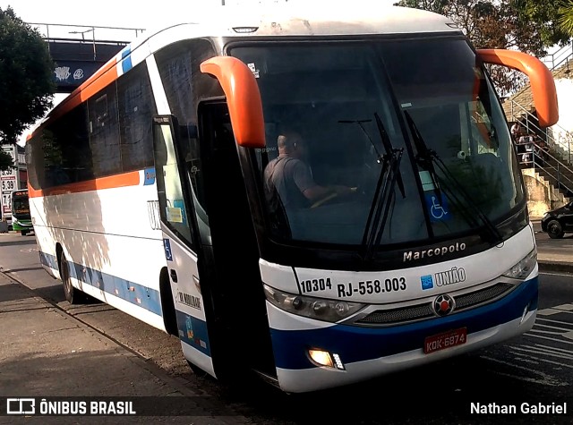 Expresso União RJ 558.003 na cidade de Rio de Janeiro, Rio de Janeiro, Brasil, por Nathan Gabriel. Número da foto: #10251517.
