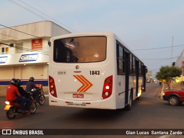 Transvida Transporte Coletivo 1843 na cidade de Ji-Paraná, Rondônia, Brasil, por Gian Lucas  Santana Zardo. Número da foto: #10250963.